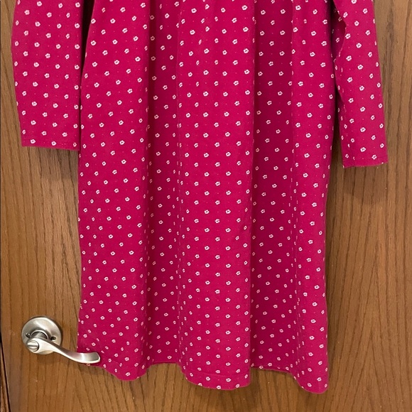 Lands' End UEC Girls Sz 12 Red/Pink Cream Patterned Long Sleeve Casual Dress - Picture 5 of 10